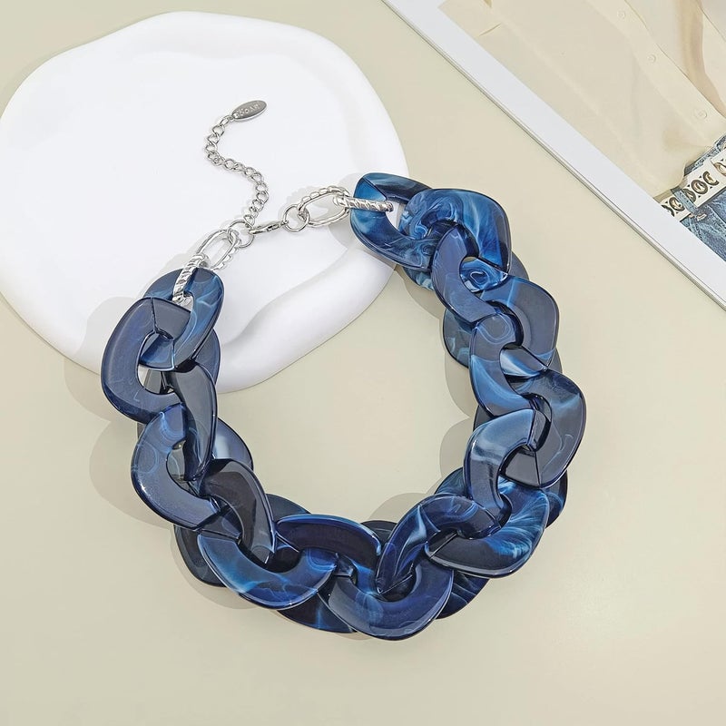 Bocar Statement Chunky Acrylic Cuban Choker Necklace Fashion Bib Collar Chain Necklace for Women(NK-10666) - Image 3